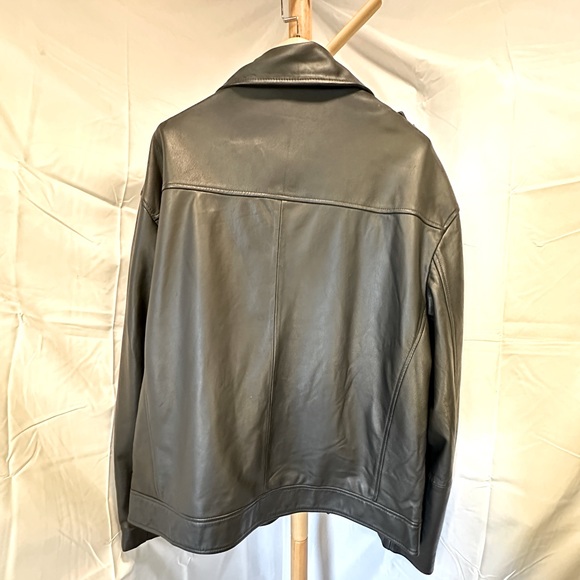 ASOS - Black Leather Motorcycle Jacket, Men’s 4XL (2XL) - Picture 3 of 14